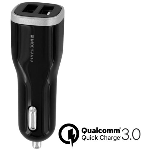 Mobiparts Quick Charge Car Charger | Dual USB | 18W & 5A | Black