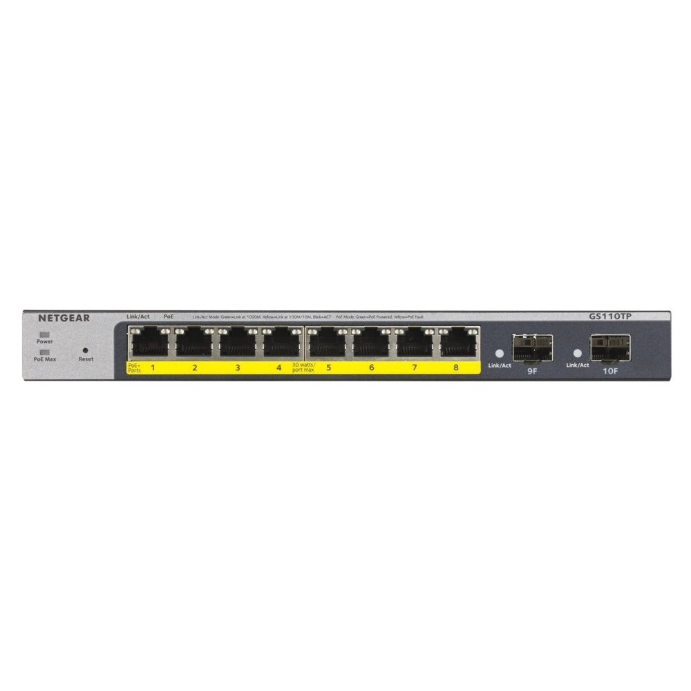 NETGEAR GS110TP | Managed L2/L3/L4 Switch | 8 Poorten | Gigabit Ethernet (10/100/1000 Mbps) | PoE | Grijs - Afbeelding 2