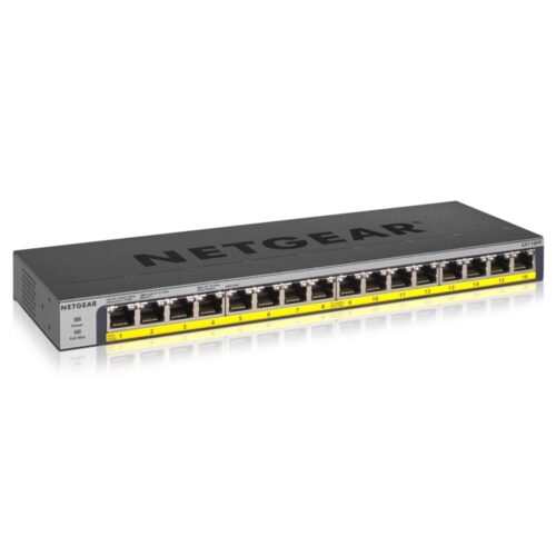NETGEAR GS116PP | 16-poorts Gigabit Unmanaged Switch | 16x PoE+ (183W) | FlexPoE | Fanless | Desktop/wand/rackmontage