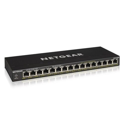 NETGEAR GS316PP | Unmanaged | Gigabit Ethernet (10/100/1000 Mbps) | Power over Ethernet (PoE)