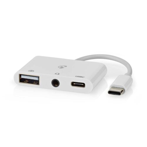 Nedis CCGB64790WT01 | Laptop Dock & Poortreplicator USB 2.0 Type-C | 1× USB-A + 1× USB-C + 3,5 mm audio | 480 Mbps | Wit