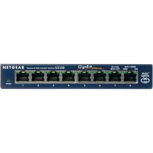 Netgear GS108GE | Unmanaged Switch | 8 Poorten | Gigabit Ethernet (10/100/1000 Mbps) | Plug-and-Play | Metalen Behuizing