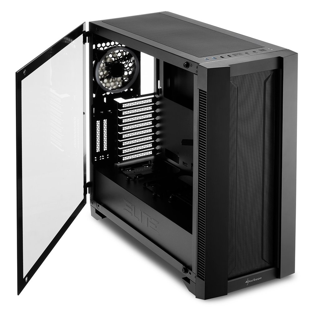 Sharkoon ELITE SHARK CA200M | Midi Tower Behuizing | Zwart - Afbeelding 8