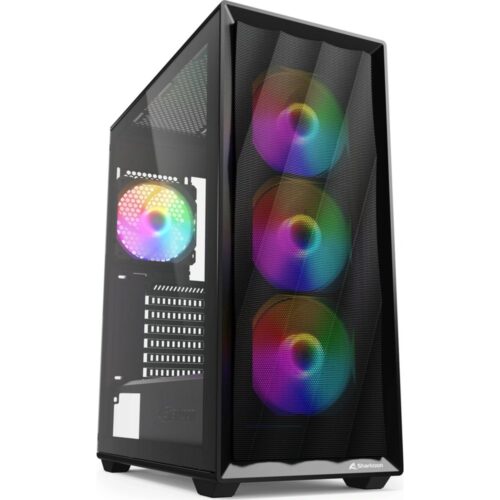 Sharkoon VK4 Rainbow | ATX Midi Tower | Tempered Glass | 4x 120 mm Rainbow LED | Zwart | Behuizing