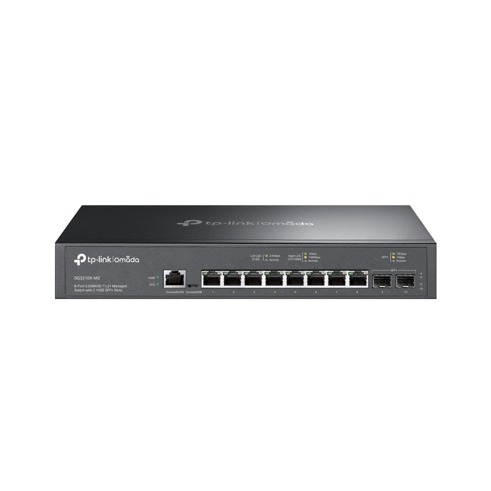TP-Link Omada SG3210X-M2 | Managed L2+ Switch | 8x 2.5G Ethernet | 2x 10G SFP+ | 1U | Zwart