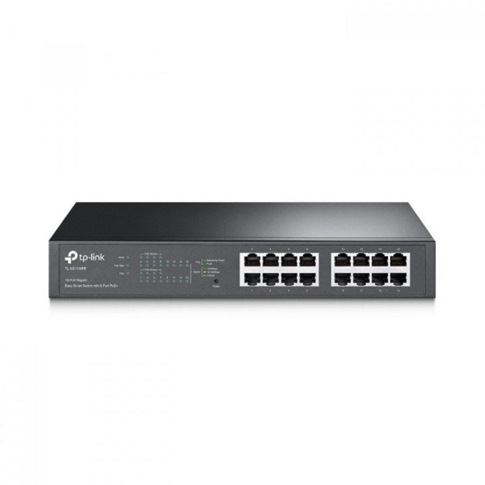 TP-Link TL-SG1016PE | Managed Smart Switch | 16 Poorten | Gigabit Ethernet (10/100/1000 Mbps) | PoE+ (150W) | VLAN/QoS | Webbeheer
