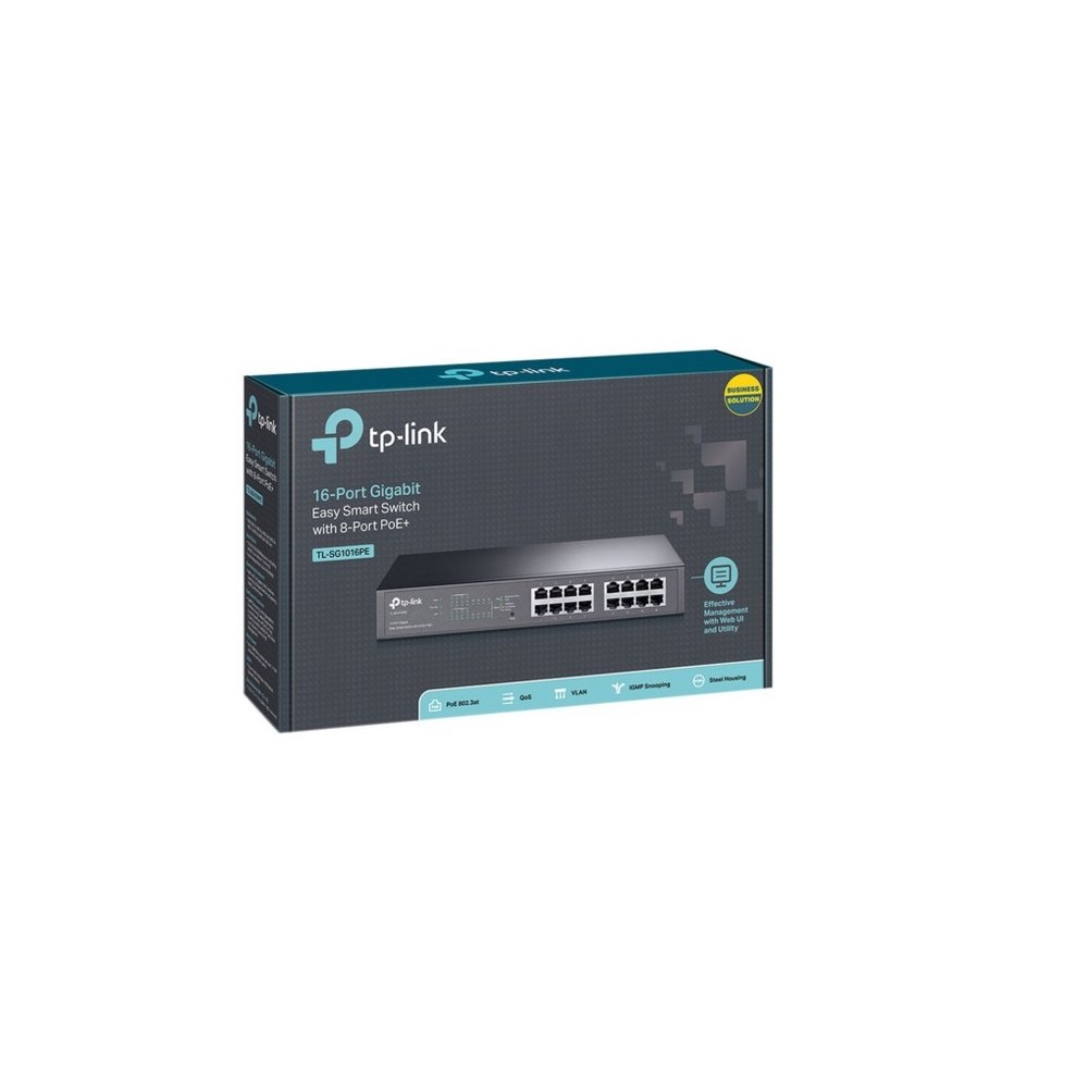 TP-Link TL-SG1016PE | Managed Smart Switch | 16 Poorten | Gigabit Ethernet (10/100/1000 Mbps) | PoE+ (150W) | VLAN/QoS | Webbeheer - Afbeelding 4