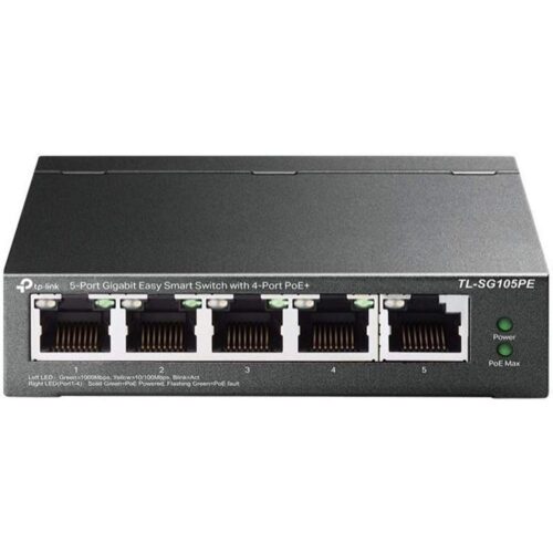 TP-Link TL-SG105PE | Managed Smart Switch | 5 Poorten | Gigabit Ethernet (10/100/1000 Mbps) | 4x PoE+