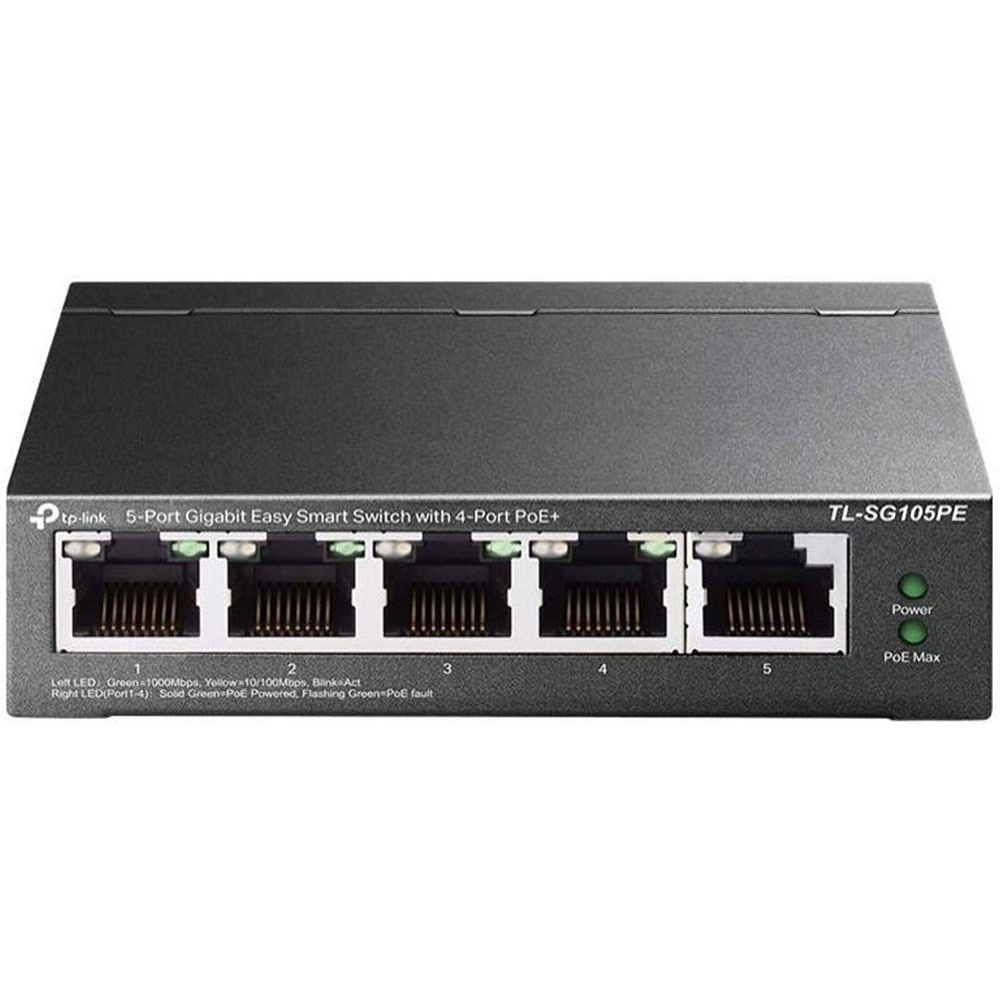 TP-Link TL-SG105PE | Managed Smart Switch | 5 Poorten | Gigabit Ethernet (10/100/1000 Mbps) | 4x PoE+