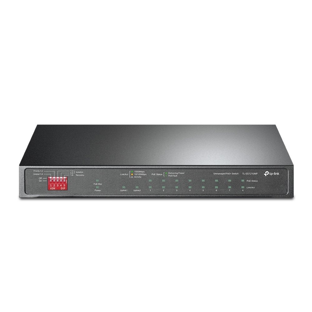 TP-Link TL-SG1210MP | Unmanaged Switch | 10 Poorten | Gigabit Ethernet (10/100/1000 Mbps) | 8x PoE+ | Desktop - Afbeelding 2
