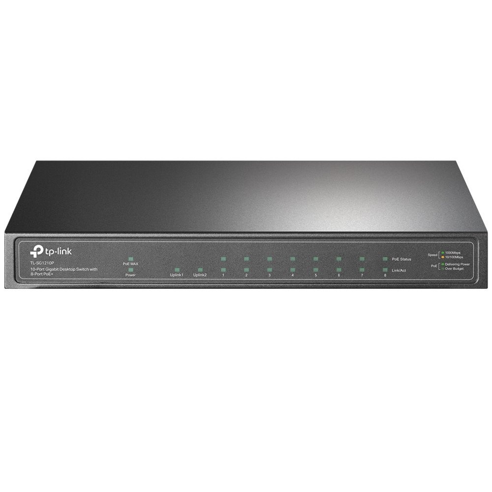 TP-Link TL-SG1210P | Unmanaged Switch | 10 Poorten | Gigabit Ethernet (10/100/1000 Mbps) | PoE | Grijs