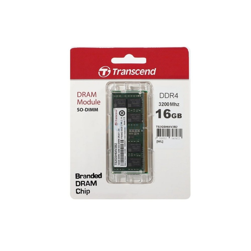 Transcend JetRam | 1x16GB DDR4 | 3200MHz | SODIMM | CL22 | Geheugenmodule | RAM