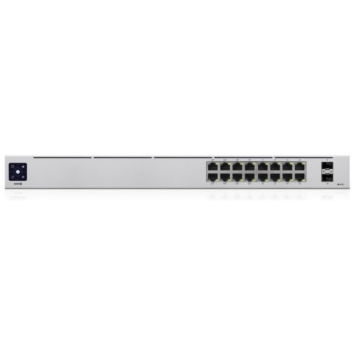 Ubiquiti UniFi USW-16-POE Gen2 | 16-poorts Managed L2/L3 Gigabit Switch | 8x PoE+ (802.3at) | 2x SFP | 42W PoE-budget | Fanless | 1U Rackmount