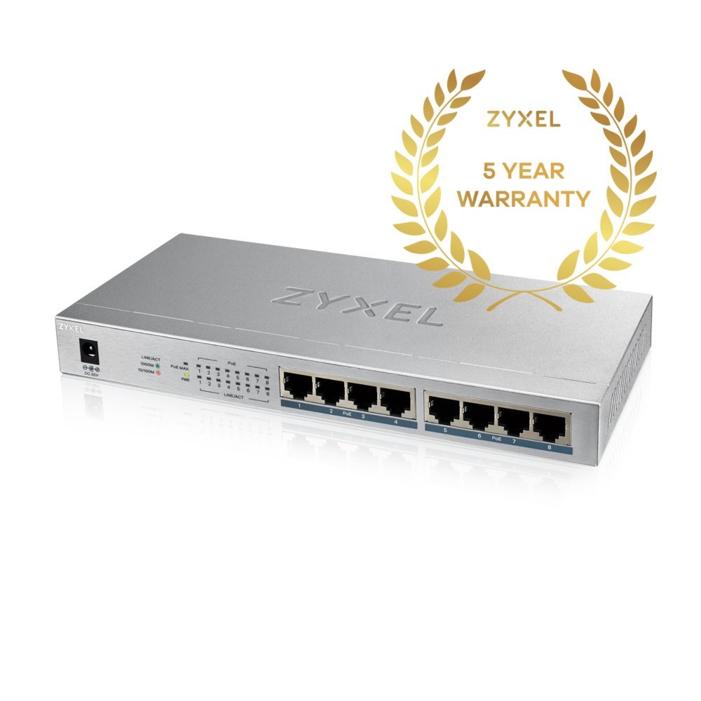 Zyxel GS1008HP | Unmanaged Switch | 8 Poorten | Gigabit Ethernet | PoE - Afbeelding 6