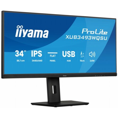iiyama ProLite XUB3493WQSU-B6 | 34" Ultrawide IPS Monitor | 3440x1440 UWQHD | 120Hz | LED | Zwart